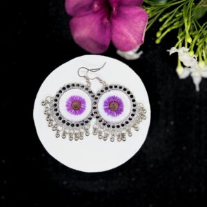 Purple Aster Flower Resin Jhumka earrings