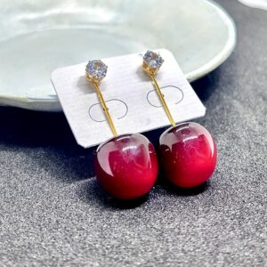 Sakura Korean Red Cherry Earrings