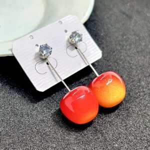 Sakura Korean Orange Cherry Drop Earrings