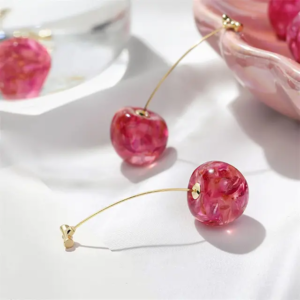 Korean Red Cherry Drop Earrings| Real Flower