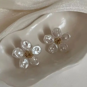 Korean Pearl Flower Earrings