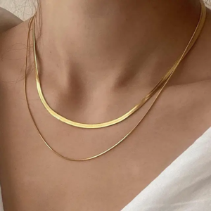 Anti-Tarnish Waterproof Double Layered Gold Snake Chain | Gold Plated