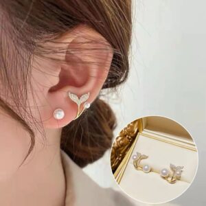 Fishtail Pearl Rhinestone Studs