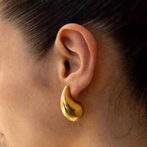 Water Drop Gold Stud Earrings