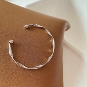 Korean Anti Tarnish Twisted Cuff Bracelet Bangle | Aesthetic Adjustable Jewellery
