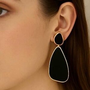 Korean Black Enamel Drop Earrings | Imported Viral Aesthetic Fashion