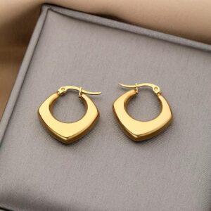 Anti Tarnish Stainless-steel Angular Hoop Earrings| Aesthetic Korean Fashion