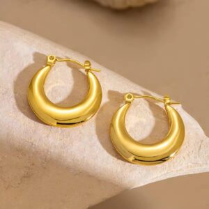 Anti Tarnish SS Semi Circular Hoop Earrings |