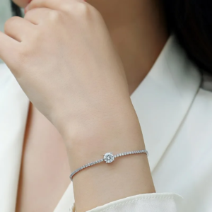 Silver Rhinestone Bracelet- (Assorted Stone Shapes)