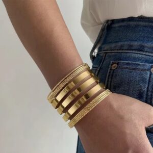 Korean Anti-Tarnish Multi Layer Joint Cuff Bracelet | Gold Plated Washable & Hypoallergenic