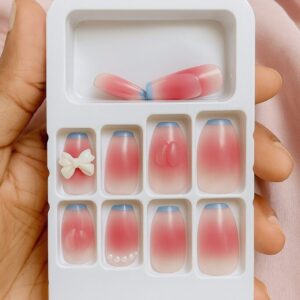 Korean Peach Press-on Nails , set of -12