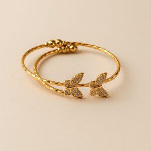 Minimal Gold Butterfly Adjustable Bangles - set of 2