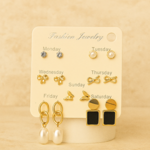 Korean Anti-Tarnish Minimalist Earrings and Studs Set of -7