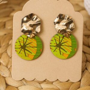Korean Kiwi Fruit Gold Drop Abstract Earrings