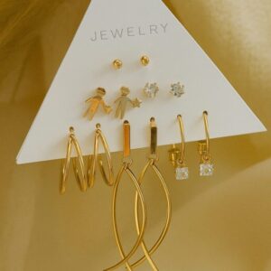Korean Gold Earrings and stud set -6