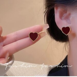 Korean Red Heart Viral Studs