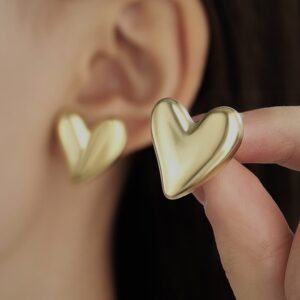 Gold Heart Stud Earrings