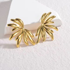 Korean Anti-Tarnish Half Bloom Gold Plated Studs