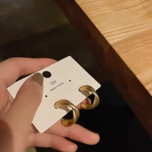 Korean Twisted Gold Half Hoop Studs